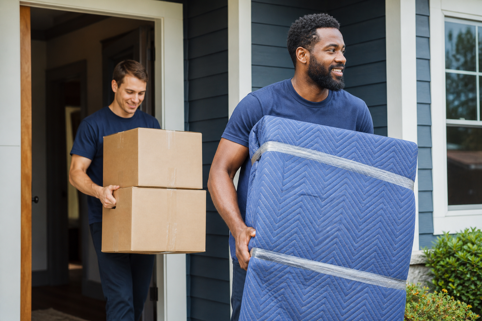 Brooklyn Park movers carrying furniture at a local home